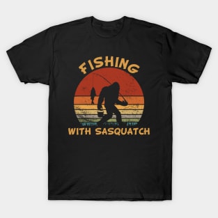 Fishing With Sasquatch Blood Moon Vintage T-Shirt